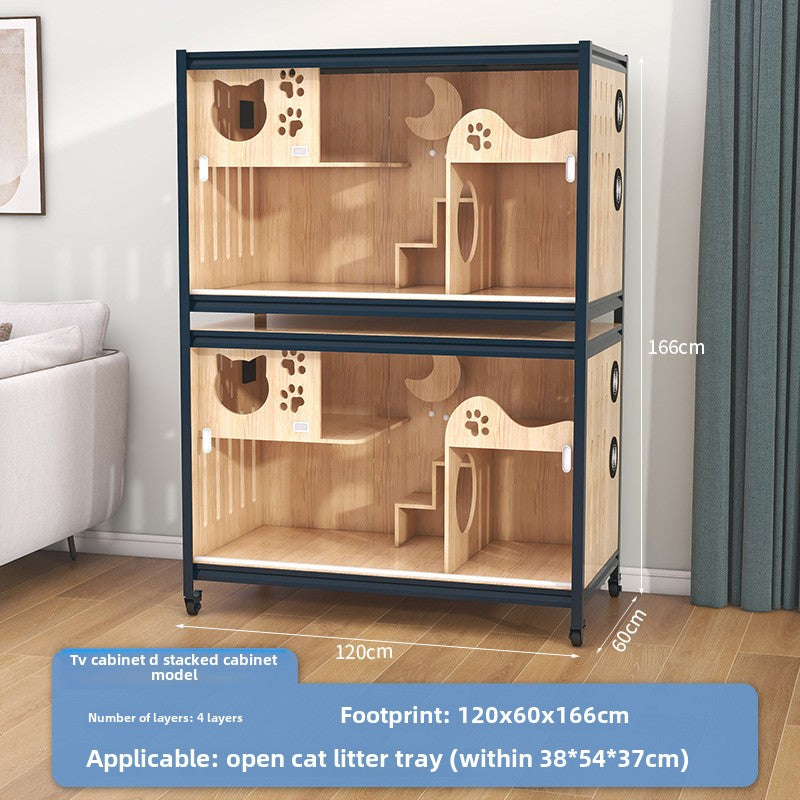 Luxury double-layer cat villa wholesale cat delivery room large space cat cage cat house solid wood cat cabinet cat cage