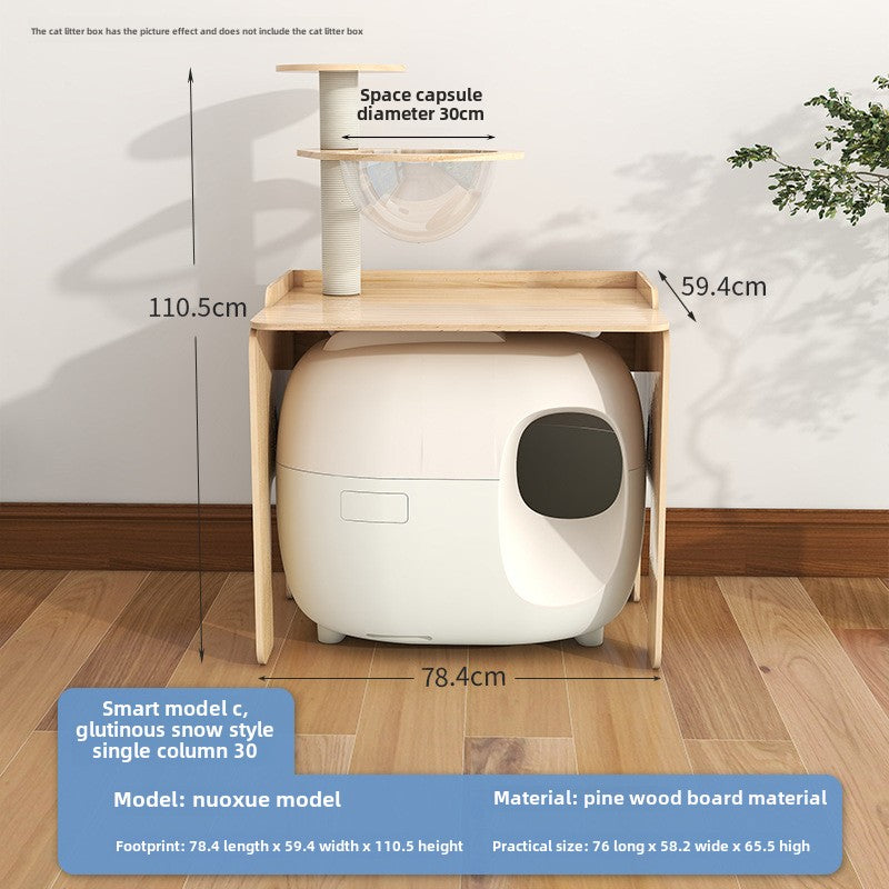 Solid wood cat climbing frame  cabinet indoor odor isolation semi-closed cat toilet significant other space capsule cat nest