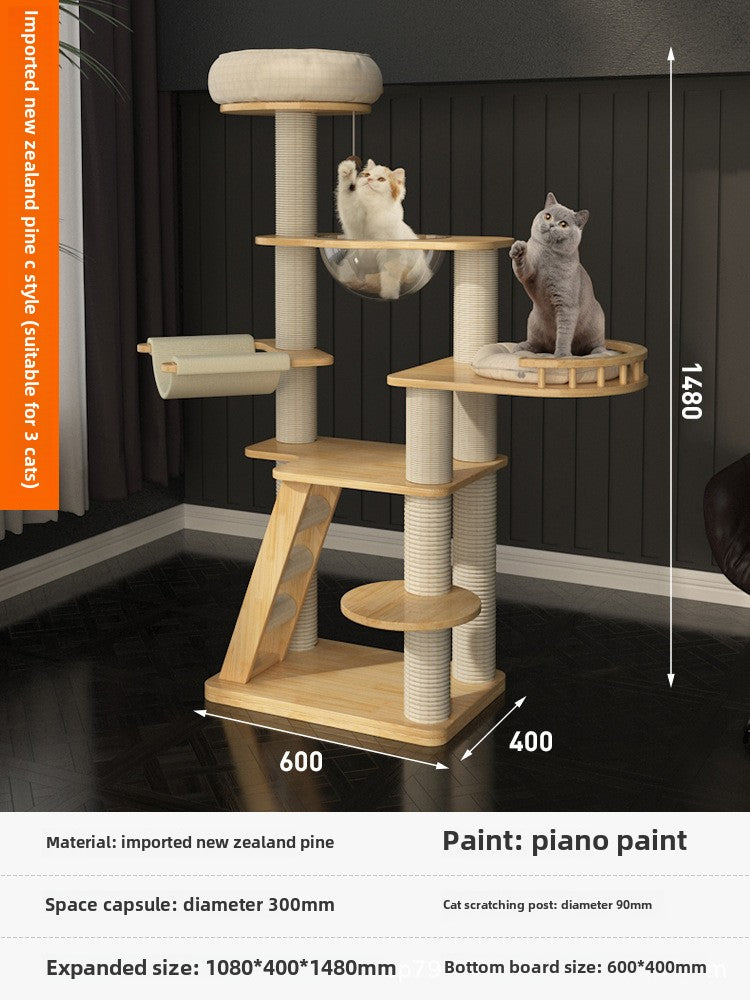 Large solid wood cat climbing frame cat nest simple and integrated four-season universal cat shelf cat jumping platform cat scratching board cat supplies