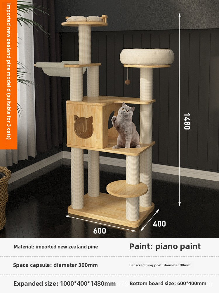 Large solid wood cat climbing frame cat nest simple and integrated four-season universal cat shelf cat jumping platform cat scratching board cat supplies