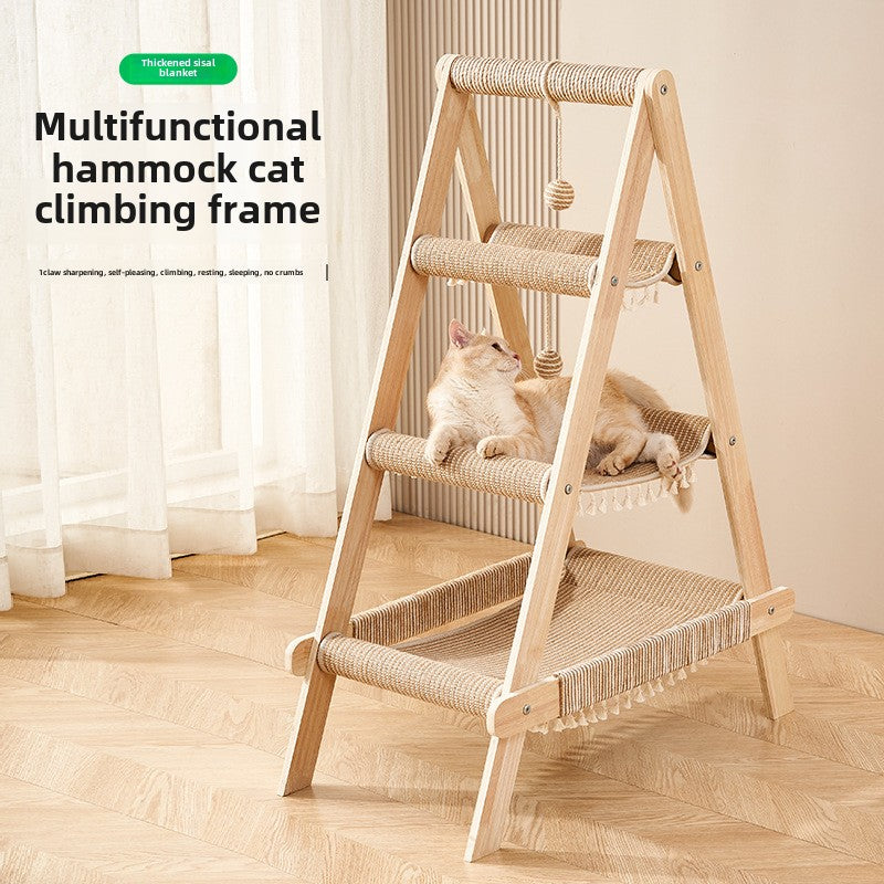 Cat climbing frame cat litter integrated four-season universal cat frame household big cat special cat hammock multi-cat available cat scratching board