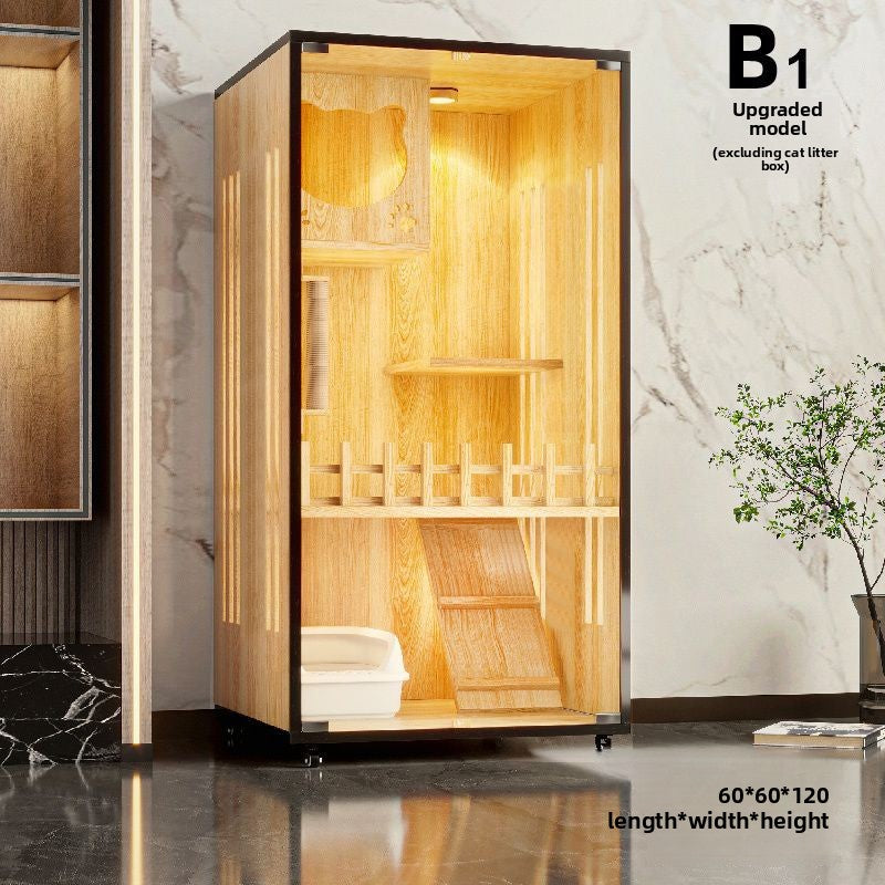 Wooden cat villa on the second and third floors of the super large cat cage cat house cat house home indoor cat house cat kennel pet cabinet