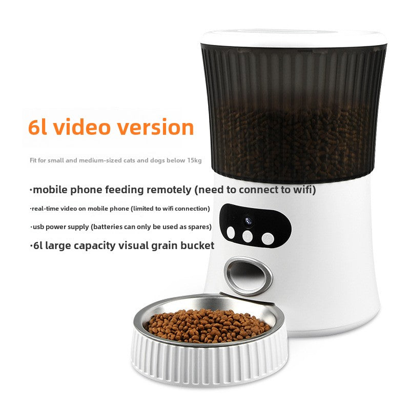 Pet Feeder 6L Large Capacity Recording Button Cat Food Version Timed Quantitative Intelligent Automatic