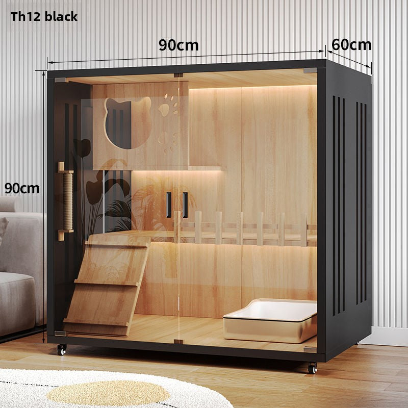Wooden cat villa on the second and third floors of the super large cat cage cat house cat house home indoor cat house cat kennel pet cabinet
