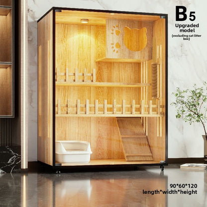 Wooden cat villa on the second and third floors of the super large cat cage cat house cat house home indoor cat house cat kennel pet cabinet