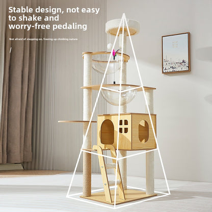 Cat climbing frame cat nest cat tree integrated household solid wood cat shelf space capsule cat nest cat observation platform cat jumping platform