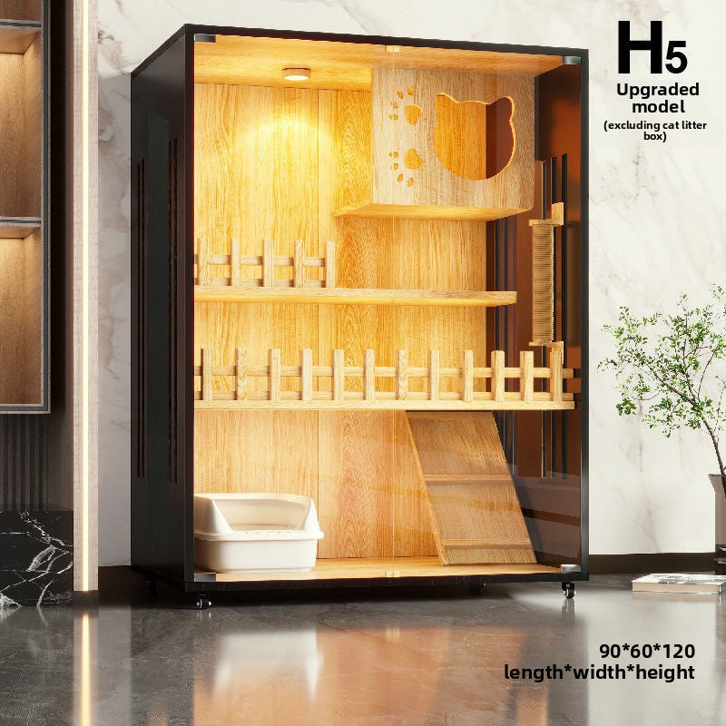 Wooden cat villa on the second and third floors of the super large cat cage cat house cat house home indoor cat house cat kennel pet cabinet