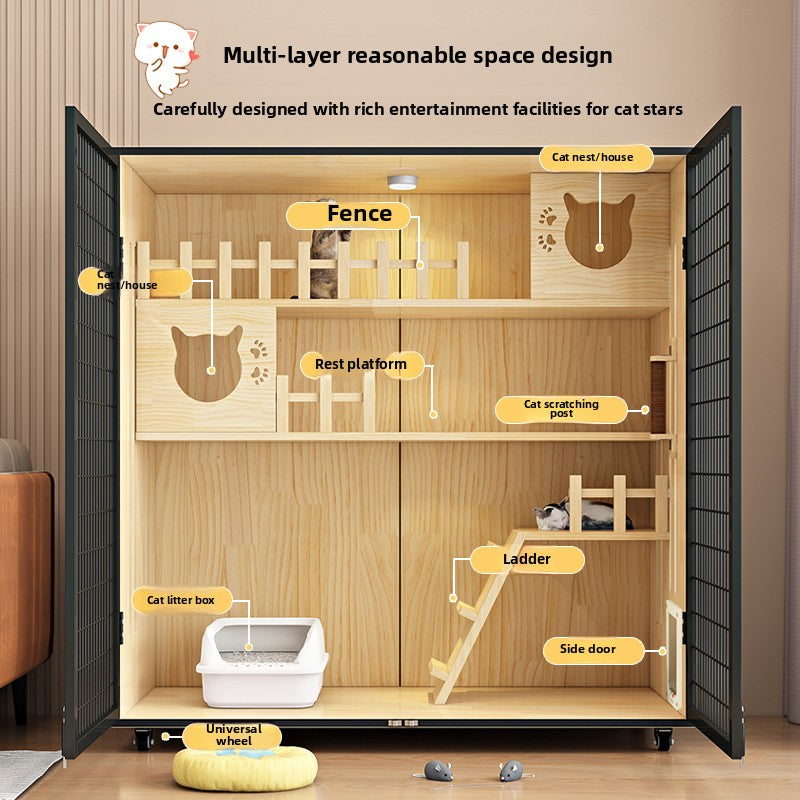 Wholesale Cat Villa Wooden Cat House  Integrated   Indoor Panoramic Cat Room