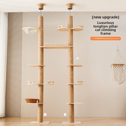 Tongtian pillar cat climbing frame cat nest cat tree integrated cat toy cat scratching board sisal large cat frame solid wood cat jumping platform