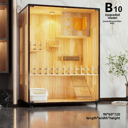 Wooden cat villa on the second and third floors of the super large cat cage cat house cat house home indoor cat house cat kennel pet cabinet