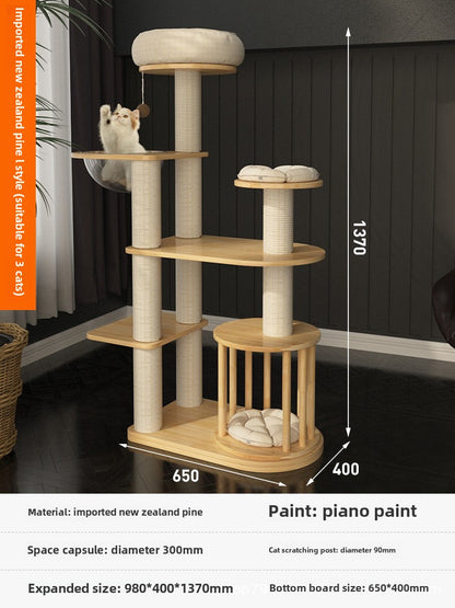 Large solid wood cat climbing frame cat nest simple and integrated four-season universal cat shelf cat jumping platform cat scratching board cat supplies