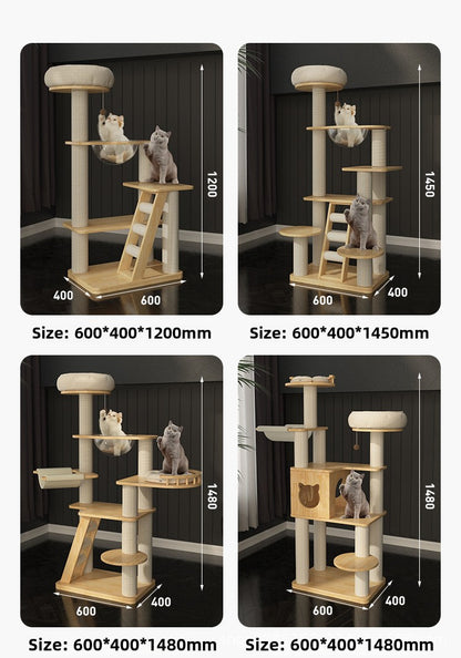 Large solid wood cat climbing frame cat nest simple and integrated four-season universal cat shelf cat jumping platform cat scratching board cat supplies