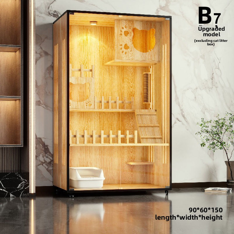 Wooden cat villa on the second and third floors of the super large cat cage cat house cat house home indoor cat house cat kennel pet cabinet