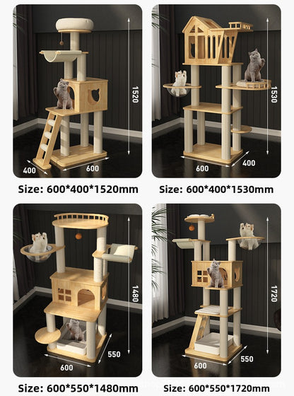 Large solid wood cat climbing frame cat nest simple and integrated four-season universal cat shelf cat jumping platform cat scratching board cat supplies