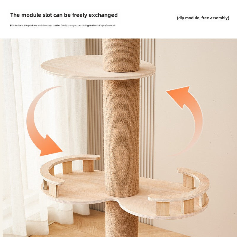 Tongtian pillar cat climbing frame cat nest cat tree integrated cat toy cat scratching board sisal large cat frame solid wood cat jumping platform