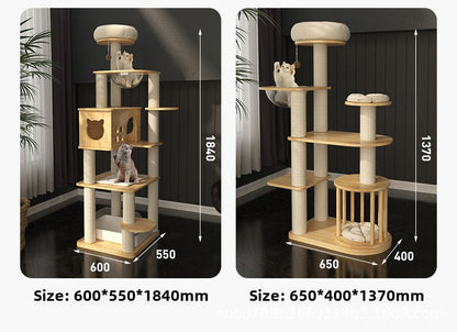 Large solid wood cat climbing frame cat nest simple and integrated four-season universal cat shelf cat jumping platform cat scratching board cat supplies