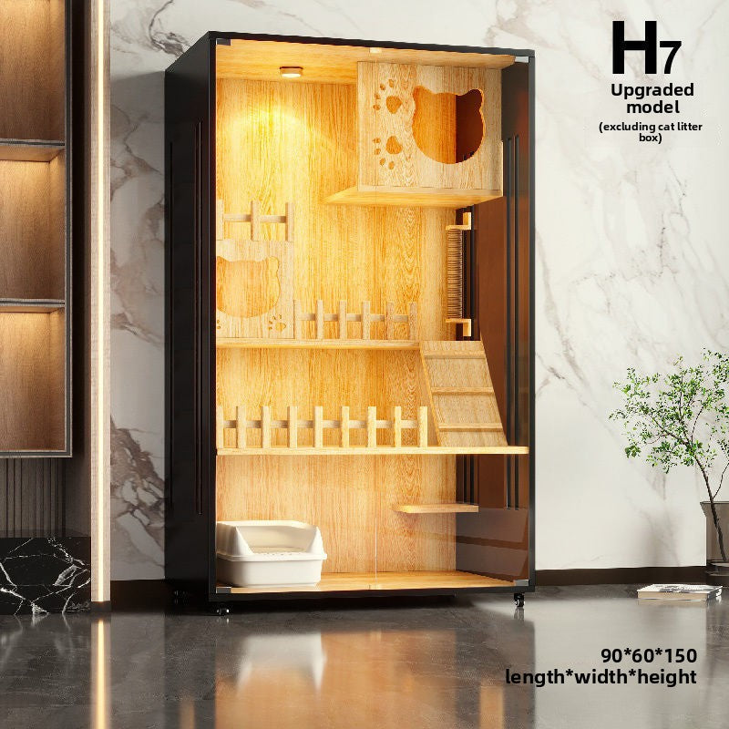Wooden cat villa on the second and third floors of the super large cat cage cat house cat house home indoor cat house cat kennel pet cabinet