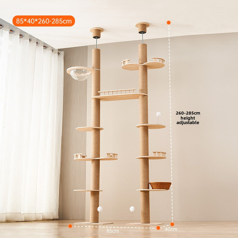 Tongtian pillar cat climbing frame cat nest cat tree integrated cat toy cat scratching board sisal large cat frame solid wood cat jumping platform