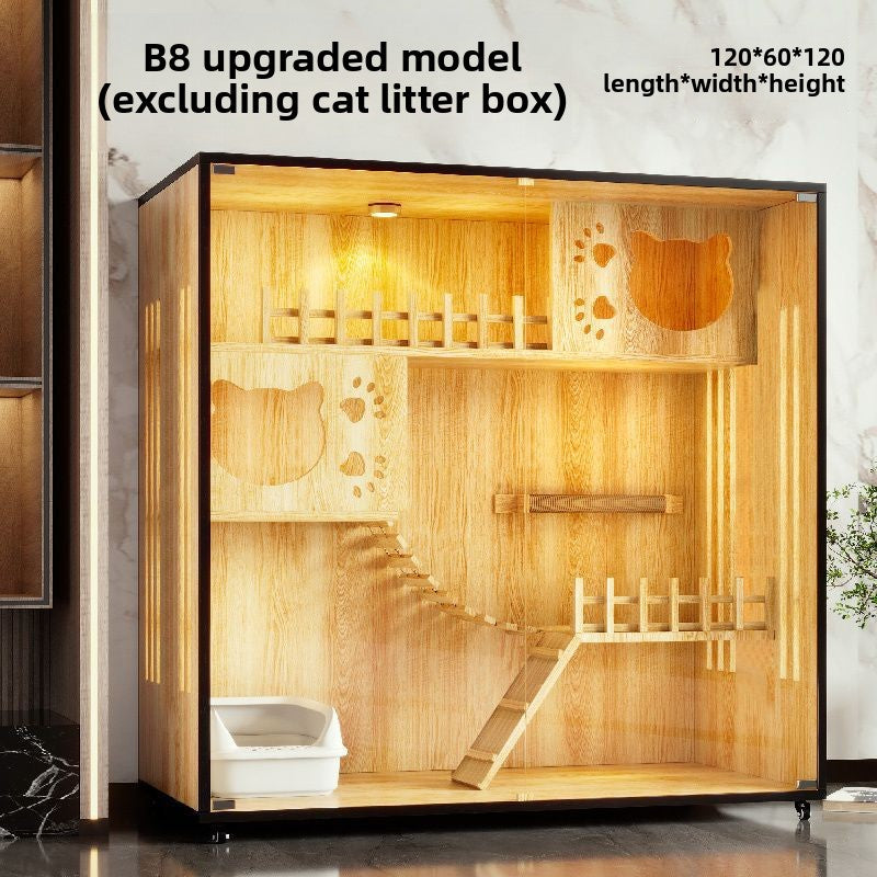 Wooden cat villa on the second and third floors of the super large cat cage cat house cat house home indoor cat house cat kennel pet cabinet