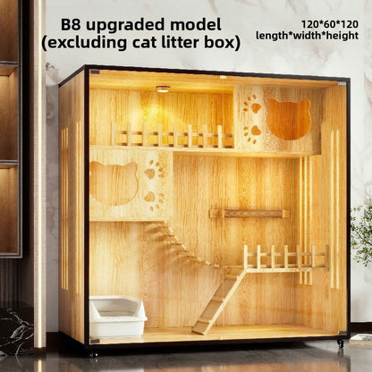 Wooden cat villa on the second and third floors of the super large cat cage cat house cat house home indoor cat house cat kennel pet cabinet