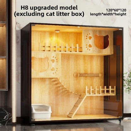Wooden cat villa on the second and third floors of the super large cat cage cat house cat house home indoor cat house cat kennel pet cabinet