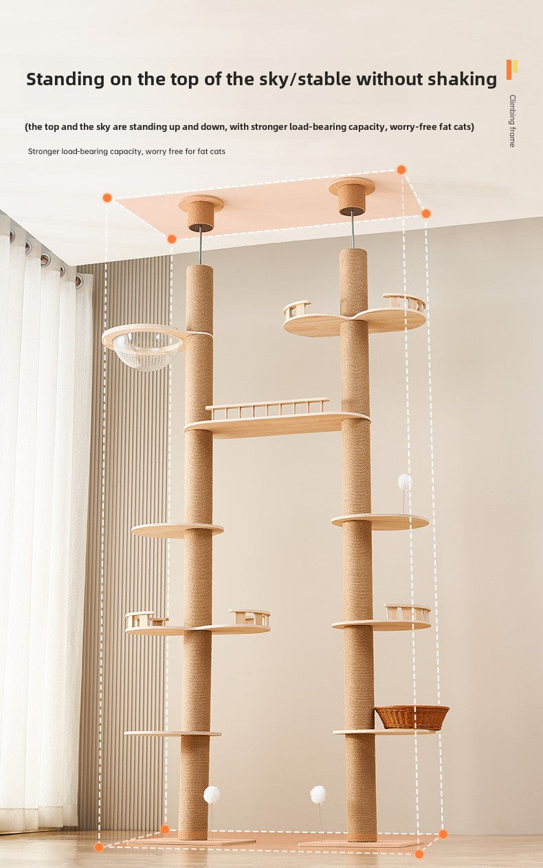 Tongtian pillar cat climbing frame cat nest cat tree integrated cat toy cat scratching board sisal large cat frame solid wood cat jumping platform