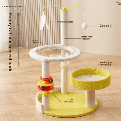 Cat climbing frame cat nest integrated household solid wood cat shelf cat observation platform cat jumping platform space capsule cat nest cat scratching column