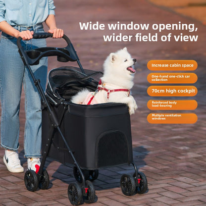 Medium and large dog pet cart dog cat teddy baby cart out small pet cart lightweight foldable