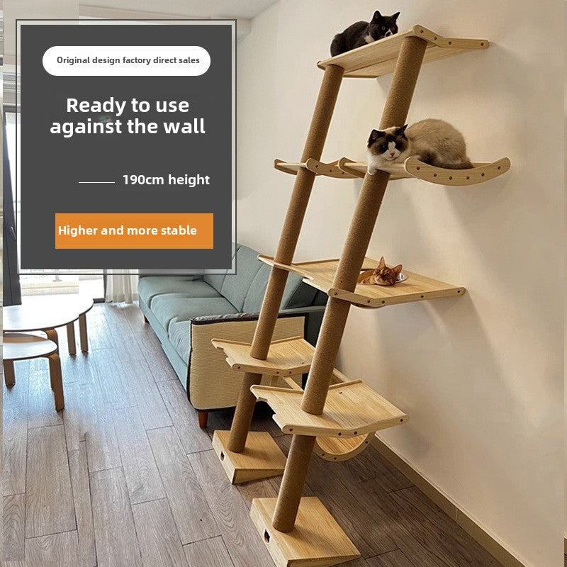 Cat climbing frame Leaning tower Cat frame Cat jumping platform Space capsule Cat tower Solid wood against the wall Cat climbing frame Cat nest Cat tree integrated