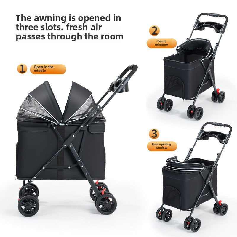 Medium and large dog pet cart dog cat teddy baby cart out small pet cart lightweight foldable