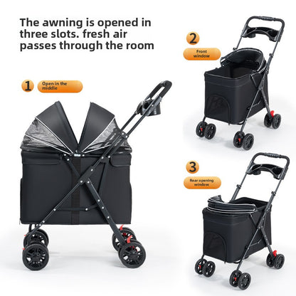 Medium and large dog pet cart dog cat teddy baby cart out small pet cart lightweight foldable