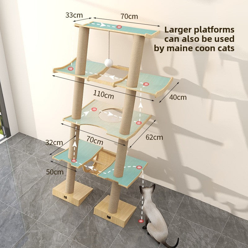 Cat climbing frame Leaning tower Cat frame Cat jumping platform Space capsule Cat tower Solid wood against the wall Cat climbing frame Cat nest Cat tree integrated