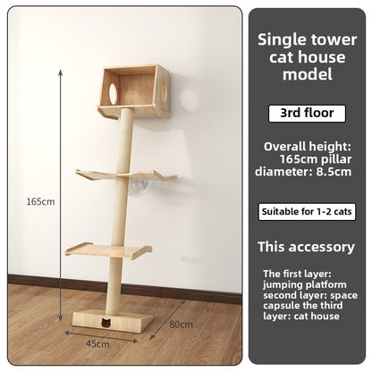 Wholesale custom cat climbing frame Small apartment solid wood against the wall cat scratching board integrated leaning tower leaning against the cat jumping platform climbing column wall type