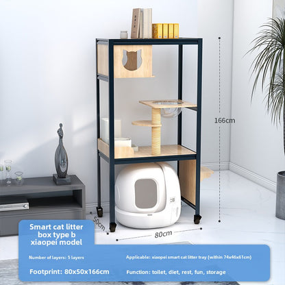 Large cat climbing frame cat climbing cabinet  cat shelf cat toilet  integrated solid wood cat frame multi-layer