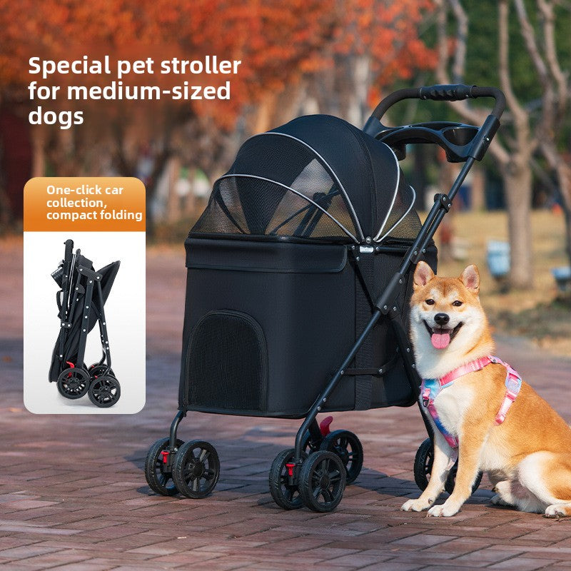 Medium and large dog pet cart dog cat teddy baby cart out small pet cart lightweight foldable