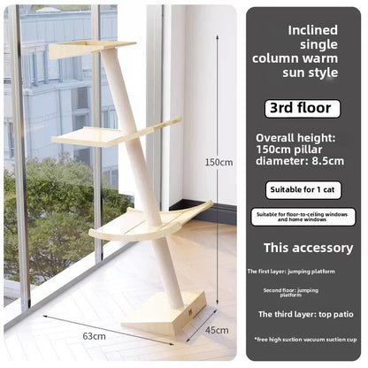 Wholesale custom cat climbing frame Small apartment solid wood against the wall cat scratching board integrated leaning tower leaning against the cat jumping platform climbing column wall type