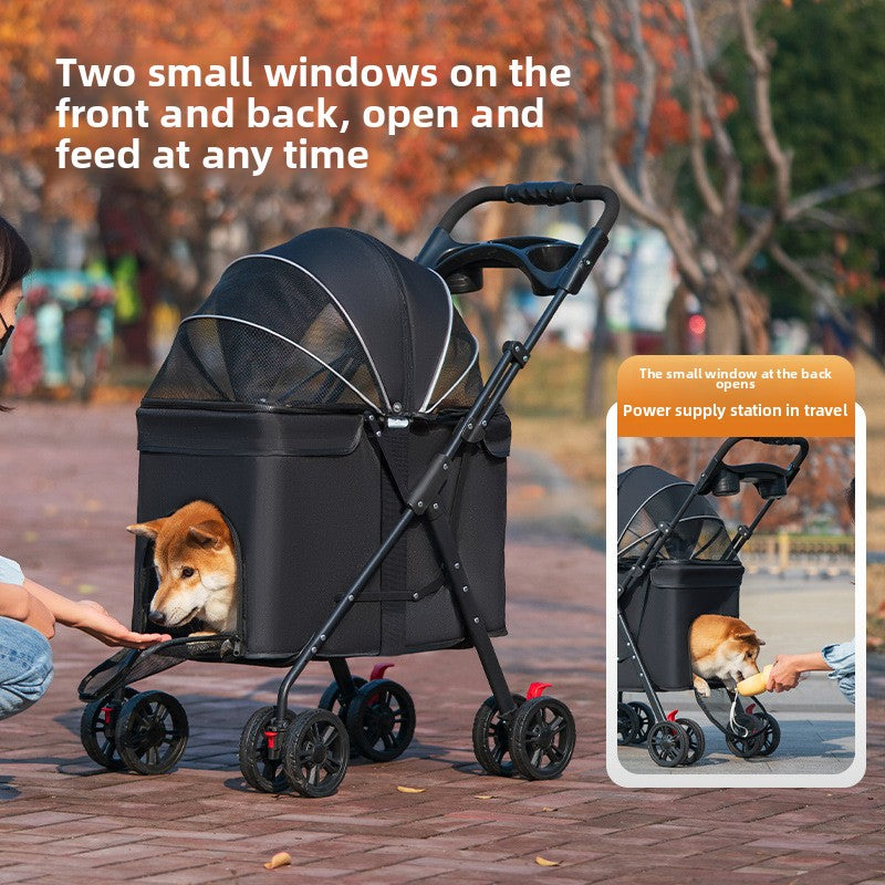 Medium and large dog pet cart dog cat teddy baby cart out small pet cart lightweight foldable
