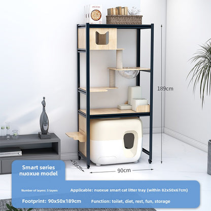 Large cat climbing frame cat climbing cabinet  cat shelf cat toilet  integrated solid wood cat frame multi-layer