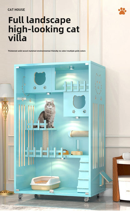 Wholesale Solid Wood Household Cat Villa Indoor Cat House   Cat Cage Multi-colored Cat House Wooden Home