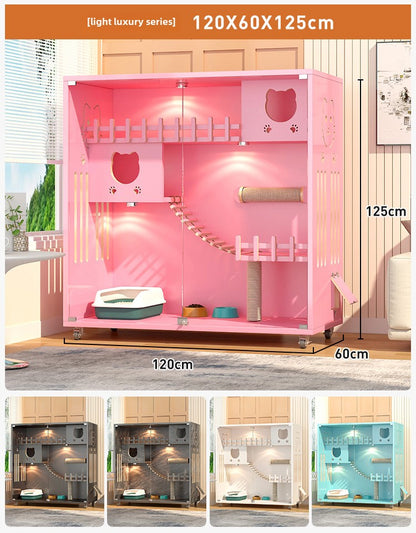 Cat Villa Solid Wood Wooden Household Solid Wood Cat House  Multi-colored Cat House Cat House Cat Cage Spot