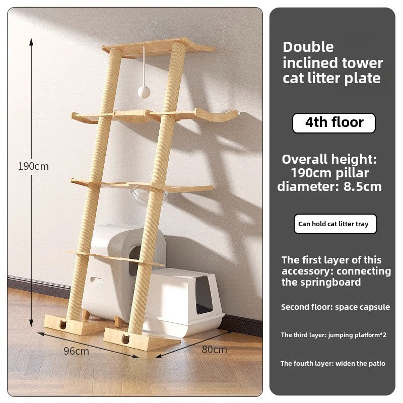 Cat climbing frame Leaning tower Cat frame Cat jumping platform Space capsule Cat tower Solid wood against the wall Cat climbing frame Cat nest Cat tree integrated