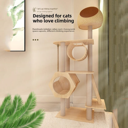 Large cat frame Cat climbing frame Wholesale Solid wood cat nest Jump platform Space capsule Original luxury cat rack Integrated type