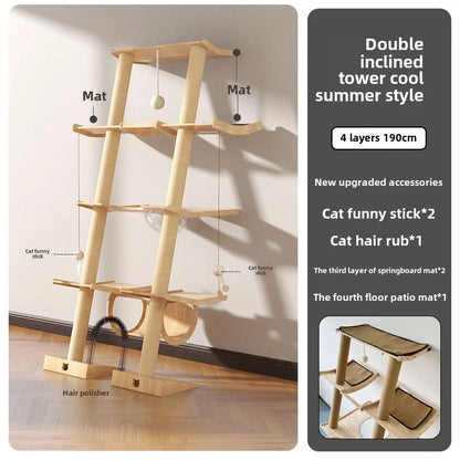 Cat climbing frame Leaning tower Cat frame Cat jumping platform Space capsule Cat tower Solid wood against the wall Cat climbing frame Cat nest Cat tree integrated