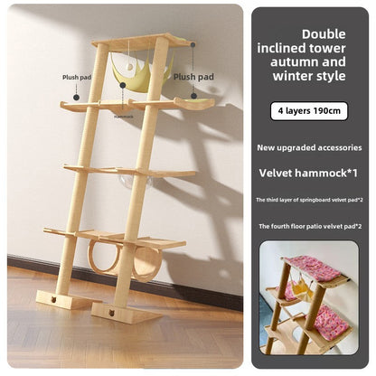 Cat climbing frame Leaning tower Cat frame Cat jumping platform Space capsule Cat tower Solid wood against the wall Cat climbing frame Cat nest Cat tree integrated