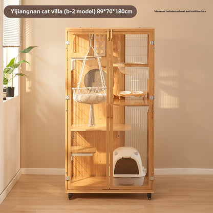 DIY cat villa solid wood cat cage household does not occupy an area cat house oversized free space cat house panoramic cat cabinet