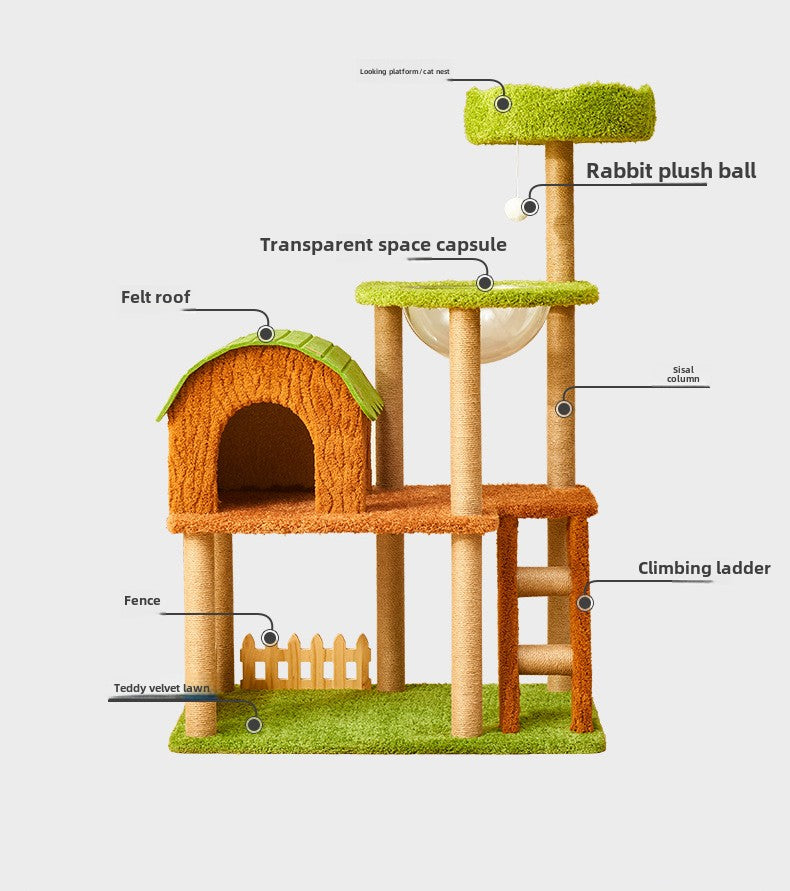 Cat climbing frame Four seasons universal cat nest integrated cat shelf Small ladder Space capsule nest Sisal scratching column Cat toy