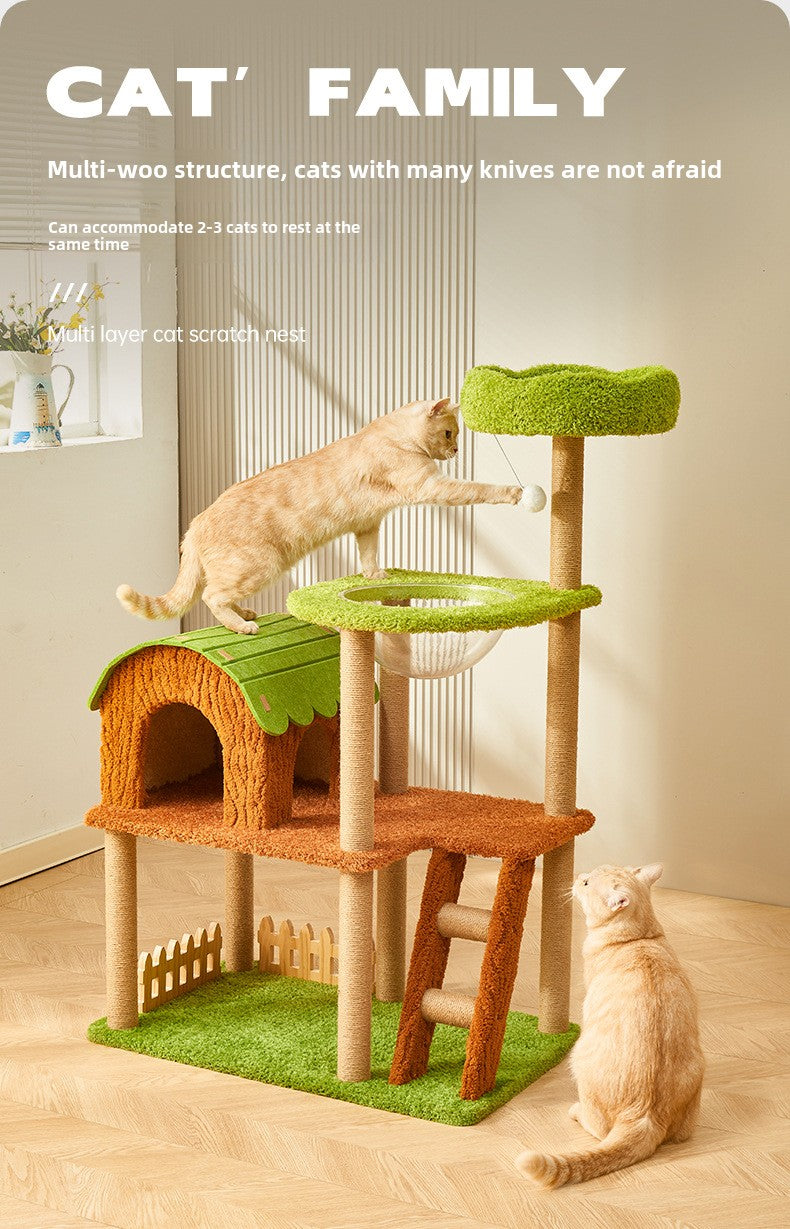 Cat climbing frame Four seasons universal cat nest integrated cat shelf Small ladder Space capsule nest Sisal scratching column Cat toy