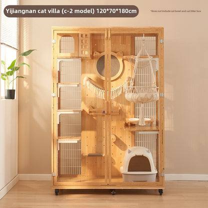 DIY cat villa solid wood cat cage household does not occupy an area cat house oversized free space cat house panoramic cat cabinet