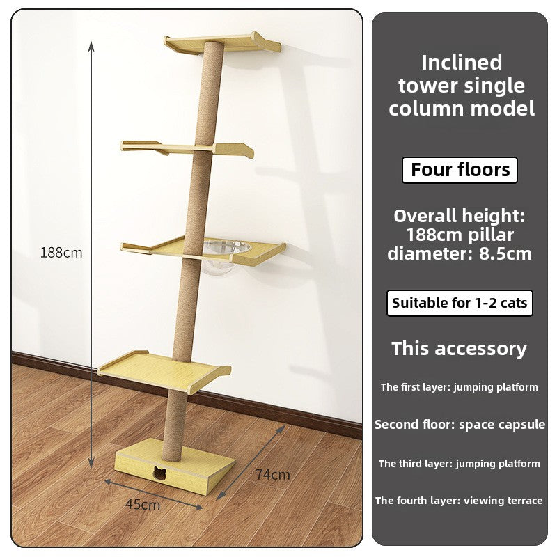 Cat climbing frame Leaning tower Cat frame Cat jumping platform Space capsule Cat tower Solid wood against the wall Cat climbing frame Cat nest Cat tree integrated