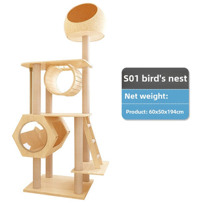 Large cat frame Cat climbing frame Wholesale Solid wood cat nest Jump platform Space capsule Original luxury cat rack Integrated type